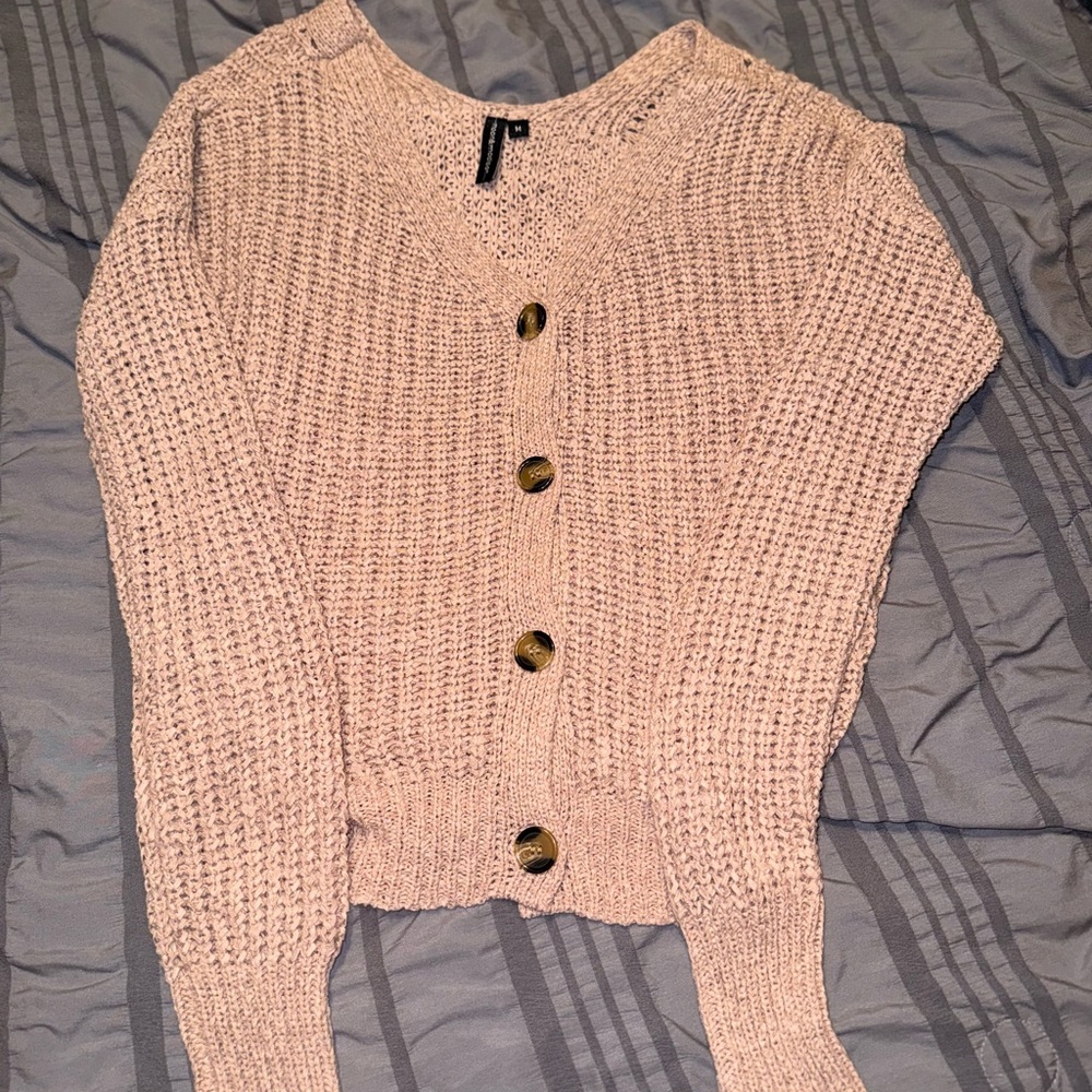 moon & madison Cream Button-Up Cardigan